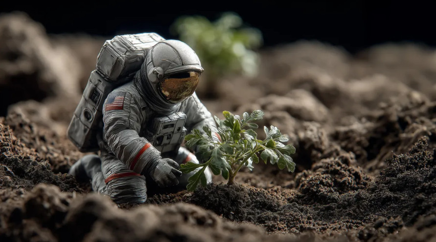 нут росте у штучному місячному ґрунті